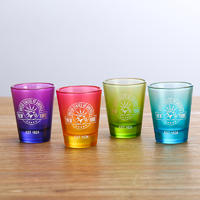 Hot selling shot glass gift set , gradual change colour high white material shot glasses ,custom logo shot glass SG001