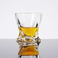 Novelty designed whisky glass,thick bottom crystal glass whisky glass,WG002 heavy base whiskey glass
