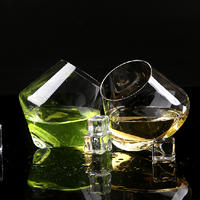 Hot selling whisky glass, slanted scotch whisky glass round bottom, WG004 wobble shape wine glass
