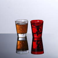 Promotional 50ml High quality custom engraved/printed logo shot glass, spirit glass with cheap factory price