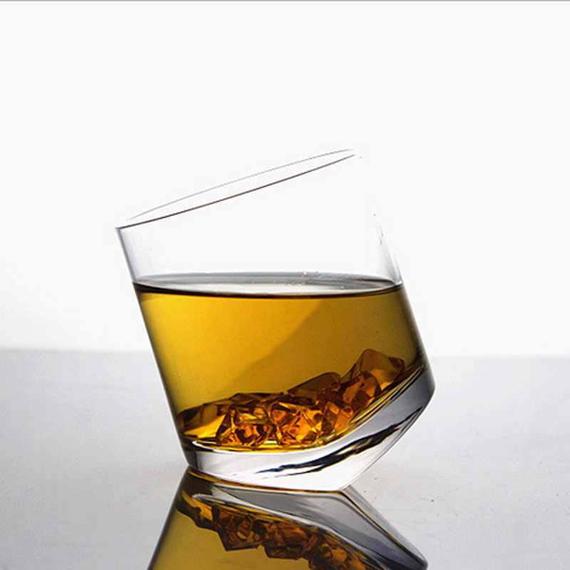 330ml unique slanted whiskey glasses, Tilting Tumblers for Drinking Scotch, Bourbon, Cognac