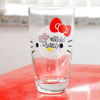 400ml Lovely hello kitty printed glass cup, high quality water glass cups for children