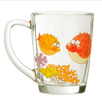 340ml clear glass mug, drinking glass cup with handle for promotion gift