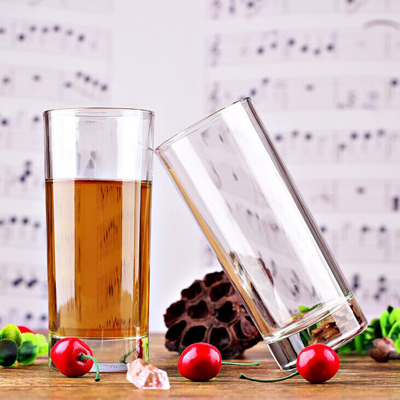 High quality clear long straight collins glass with round heavy base, christmas highball drinking glass