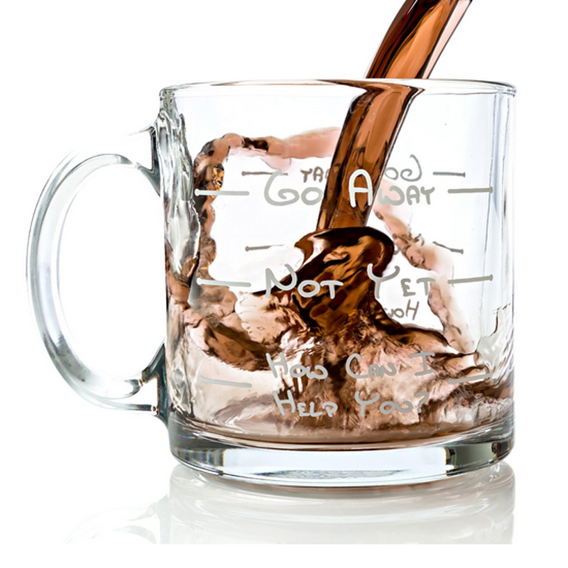 335ml Funny Glass Coffee Mug YL-D107 DIY logo Glass Mug