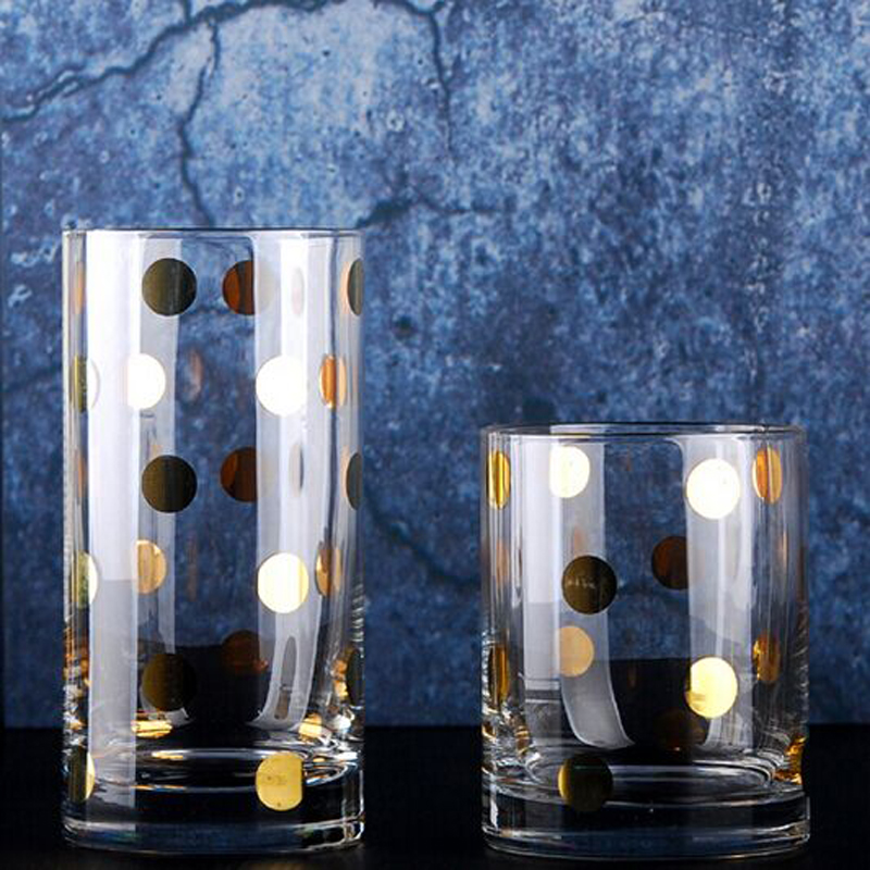 YL-D118 Simple drinking glass cup with golden printing