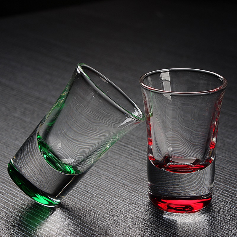 YL-D115 1oz colored bottom shot glasses, custom logo spirit glass cup