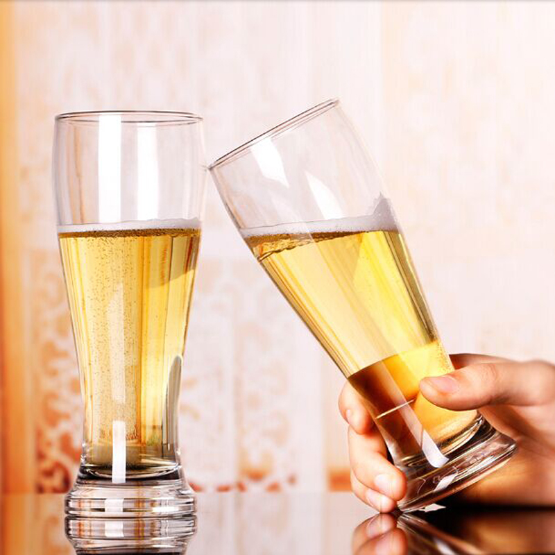 Manufacture 425ml clear pilsner glass, YL-D072 solid beer glass cup with round heavy base