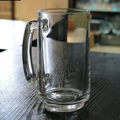 400ml clear straight beer glass mugs, YL-BG0032 wholesale beer glass with handle