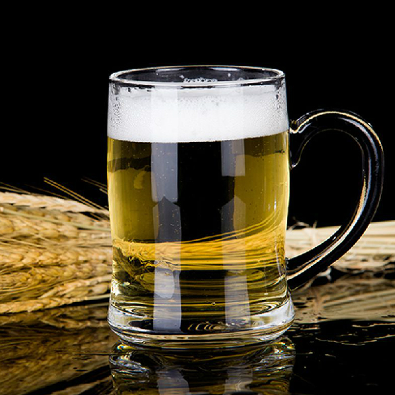 DIY printing clear high white material beer mugs, YL-BE20 450ml beer glass with handle