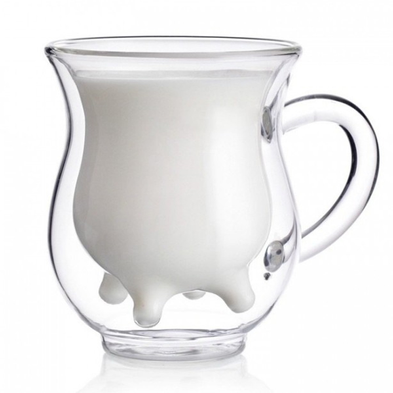 Creative Cute heat-resistant double wall glass Tea Milk Cup Coffee Glass Cup, YL-DD004 250ml Handcraft Borosilicate udder-shaped drinking glasses