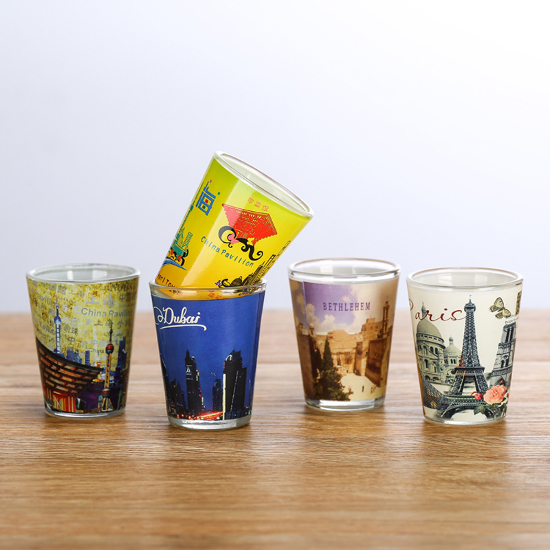 2oz New Product decal full wrapped around printing souvenir shot glass cup, personalized wine glass