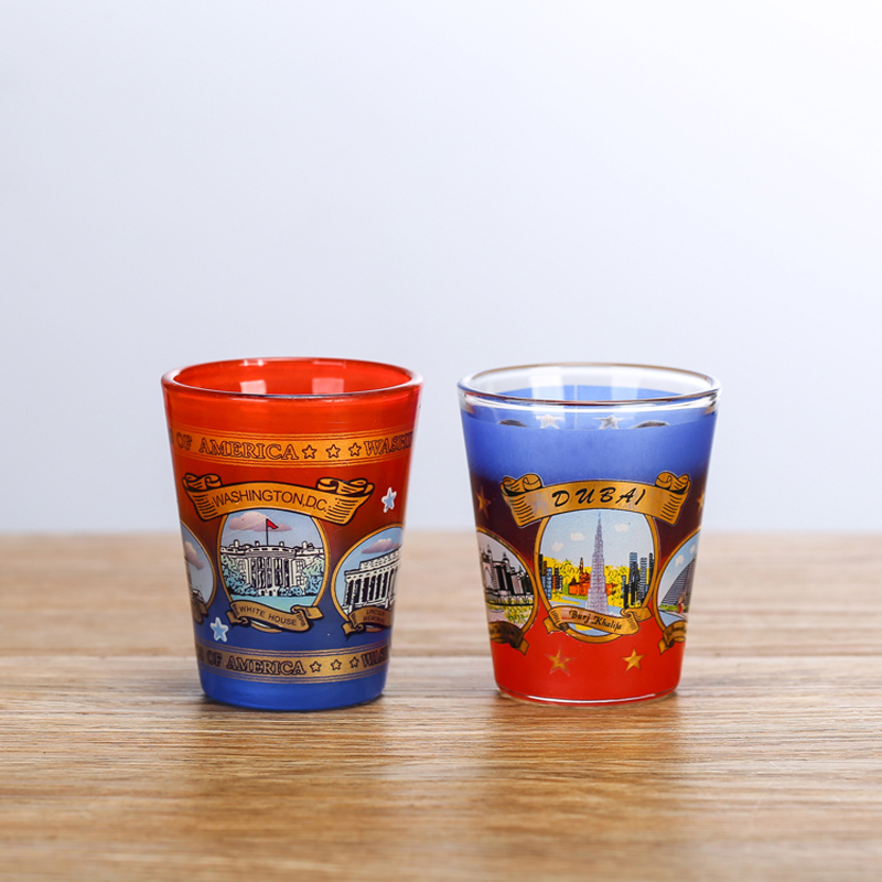 2oz High Quality Customized Printing Shot Glass, Tourist Souvenir Wine Glass