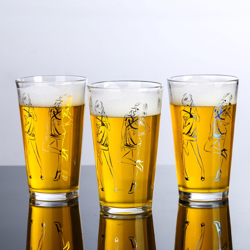 Wholesale Personalize Fashion High-heeled Girl Design Plating Beer Glass, Clear Drinking Glass Stein