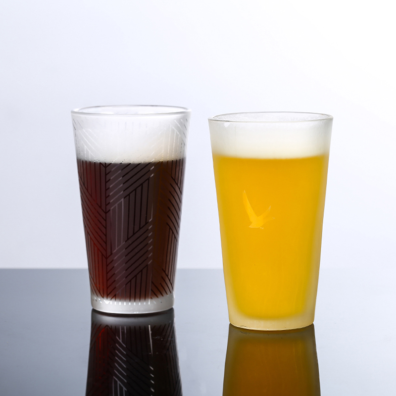500ml Promotional frosted beer glass cup, high quality water drinking glass with factory cheap price