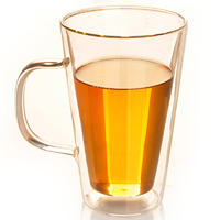 Glass Coffee Mug Espresso Cups, Heat Resistant Double Wall Insulated glass Mugs With Handle for Hot Cold/hot Beverages