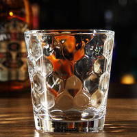 Attractive Bubble Design Whiskey Glasses, Clear Heavy Base Bar Glass with Dimple