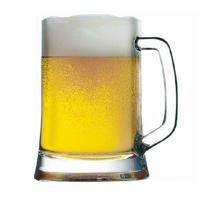 0.5L personalized logo Beer mug for whole sale, clear beer glass with handle